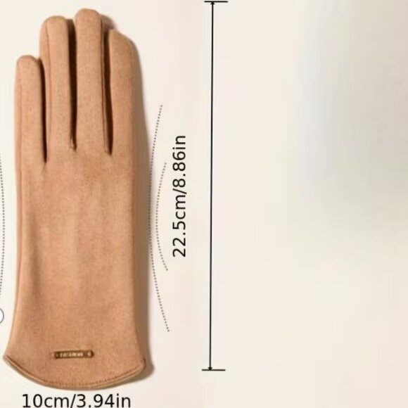 Women's Beautiful Faux Suede Thermal Touchscreen Gloves w/ Silky Lining in Camel - Picture 2 of 6